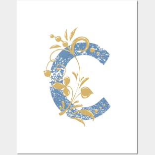 C - Vintage Floral Initial Letter Posters and Art